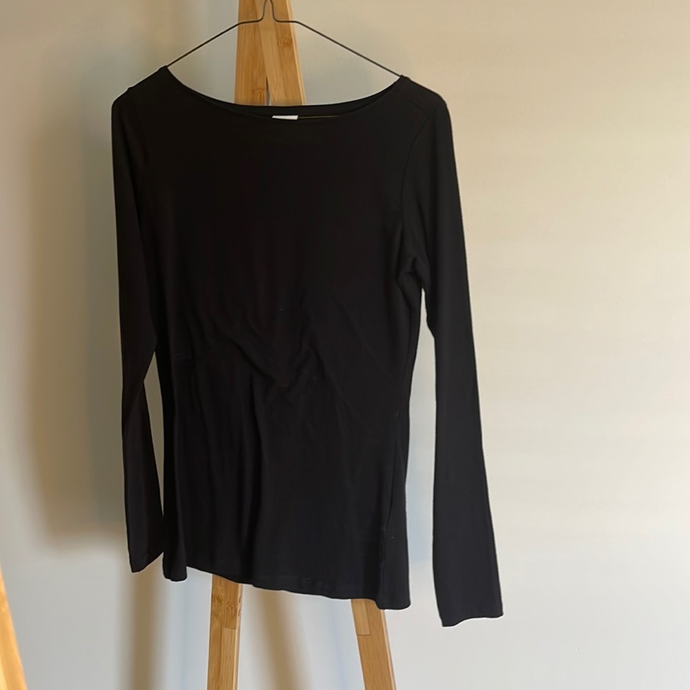 Black Boatneck Long Sleeve Tee